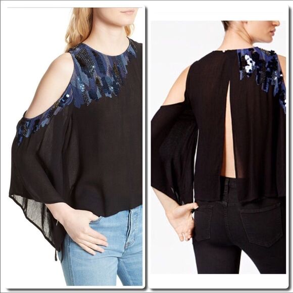 FREE people embellished cold shoulder top - Picture 5 of 13